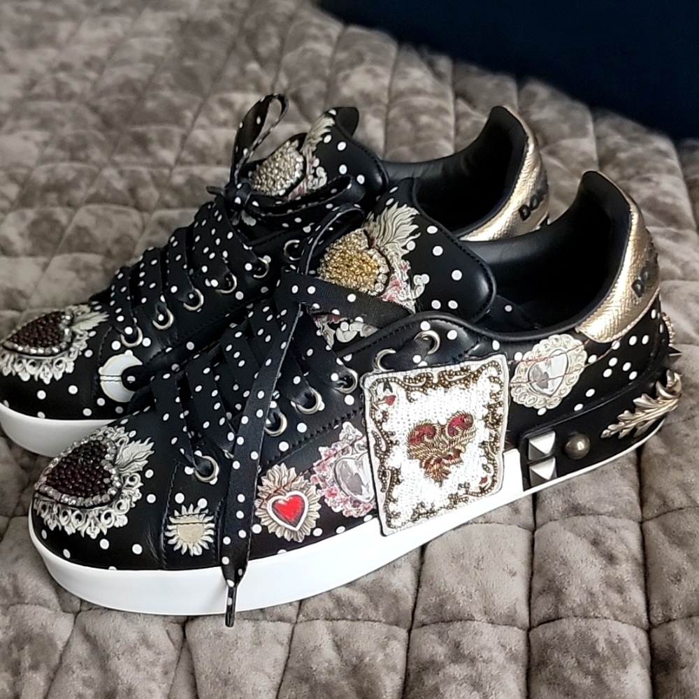 Dolce & Gabbana Black and Gold Women's Sneakers